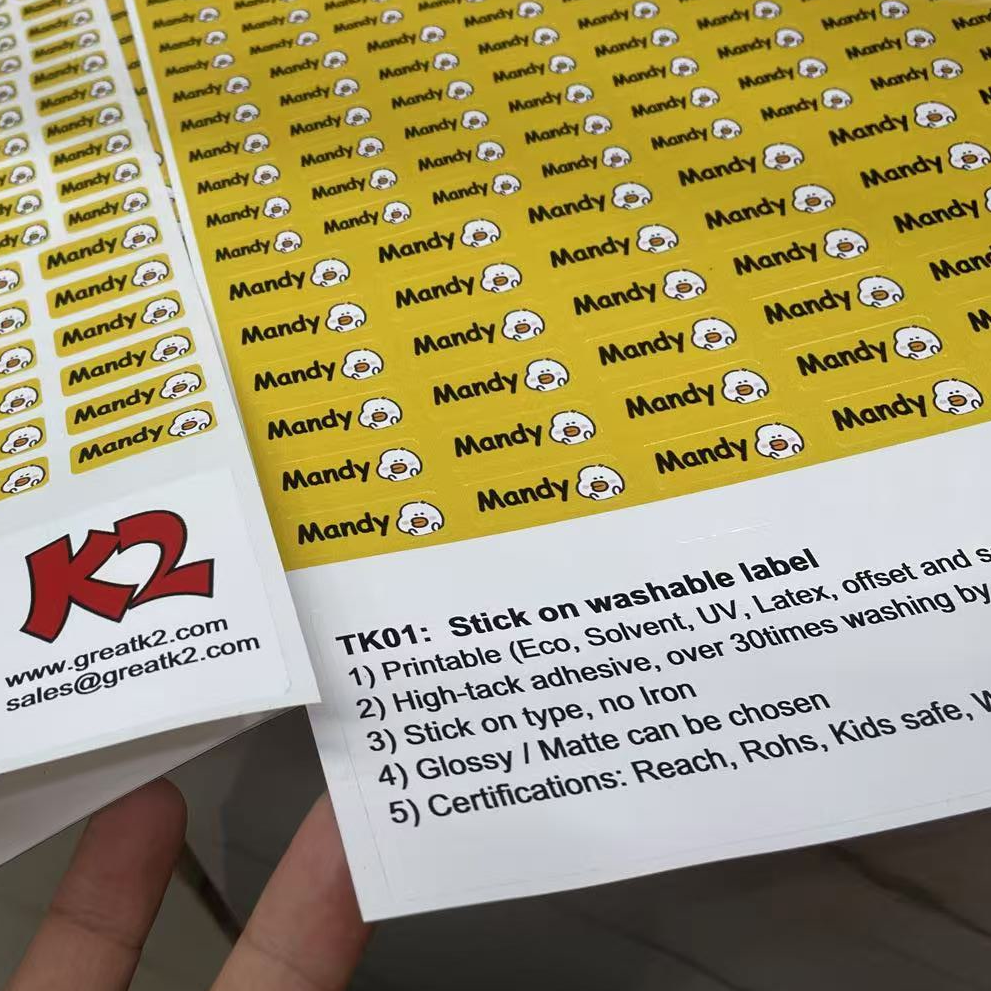 TK01 Super High Adhesive Label Material: Can Be Attached To Clothing, Washable And Easy To Apply